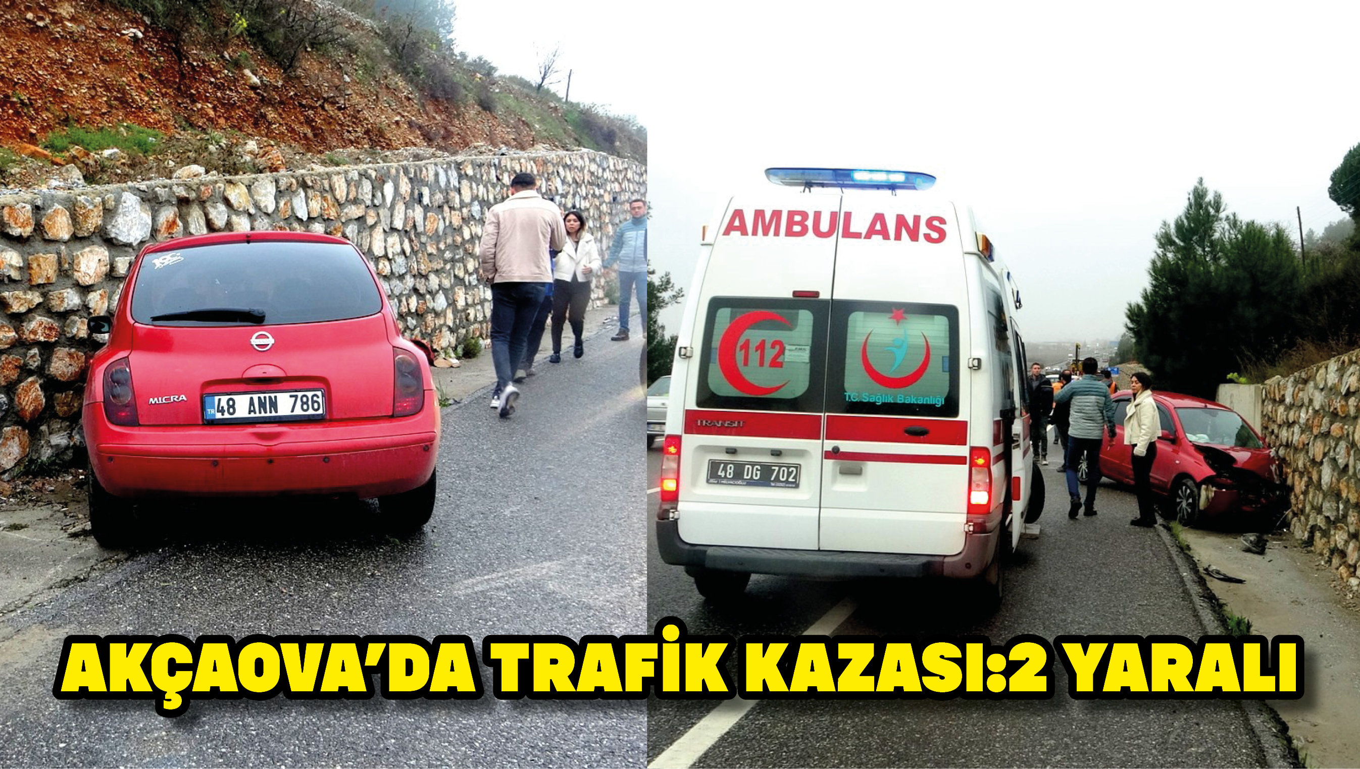 Akçaova’da trafik kazası:2 yaralı