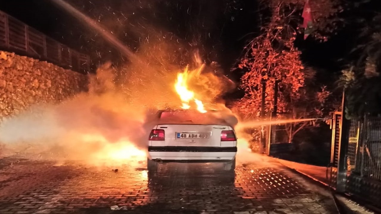 Park halindeyken yanan otomobil kullanılamaz hale geldi